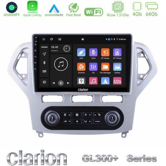 Clarion GL300+ Series 4Core Android11 4+64GB  Ford Mondeo 2007-2011 (Auto A/C) Navigation Multimedia Tablet 10"