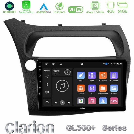 Clarion GL300+ Series 4Core Android11 4+64GB Honda Civic Hatchback 2006-2011 Navigation Multimedia Tablet 9"