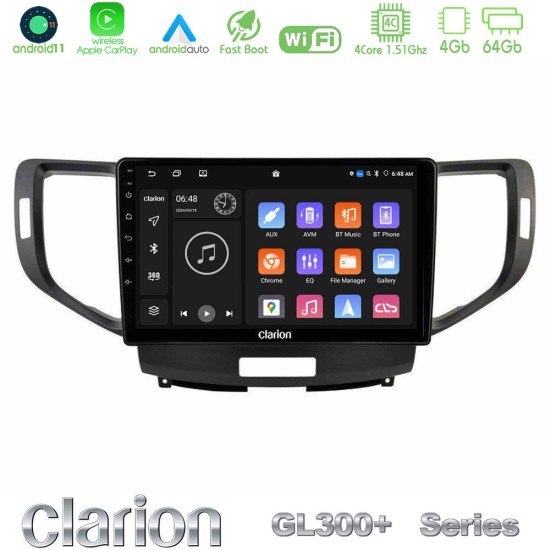 Clarion GL300+ Series 4Core Android11 4+64GB  Honda Accord 2008-2015 Navigation Multimedia Tablet 9"