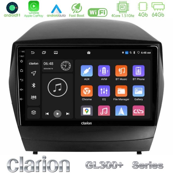 Clarion GL300+ Series 4Core Android11 4+64GB  Hyundai IX35 Auto A/C Navigation Multimedia Tablet 9"