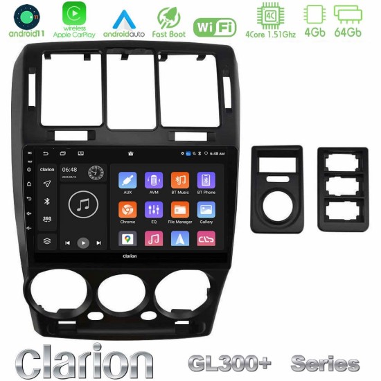 Clarion GL300+ Series 4Core Android11 4+64GB  Hyundai Getz 2002-2009 Navigation Multimedia Tablet 9"