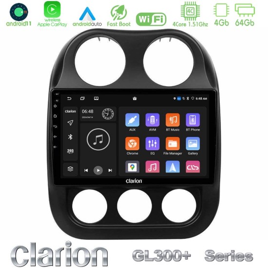 Clarion GL300+ Series 4Core Android11 4+64GB Jeep Compass 2012-2016 Navigation Multimedia Tablet 9" Clarion GL300+ Series 4Core Android11 4+64GB Jeep Compass 2012-2016 Navigation Multimedia Tablet 9"