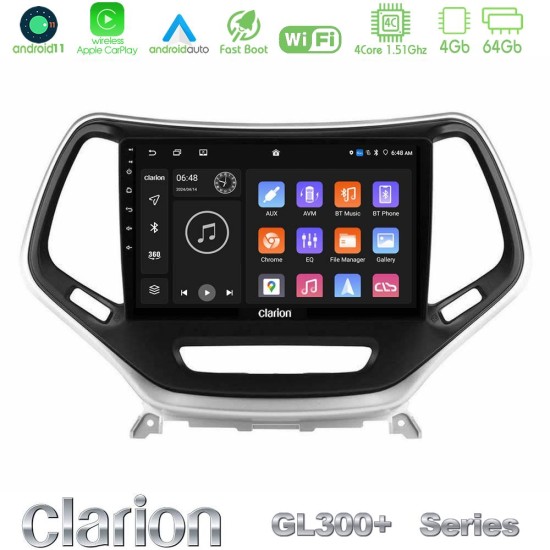 Clarion GL300+ Series 4Core Android11 4+64GB Jeep Cherokee 2014-2019 Navigation Multimedia Tablet 9" (Ασημί Χρώμα) Clarion GL300+ Series 4Core Android11 4+64GB Jeep Cherokee 2014-2019 Navigation Multimedia Tablet 9" (Ασημί Χρώμα)