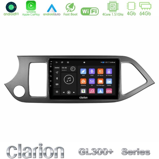 Clarion GL300+ Series 4Core Android11 4+64GB  Kia Picanto Navigation Multimedia Tablet 9"