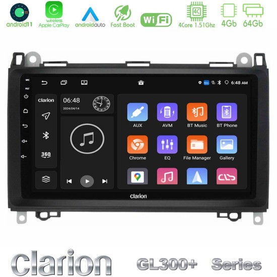 Clarion GL300+ Series 4Core Android11 4+64GB  Mercedes A/B/Vito/Sprinter Class Navigation Multimedia Tablet 9"