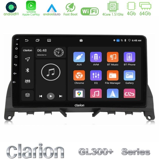 Clarion GL300+ Series 4Core Android11 4+64GB  Mercedes C Class W204 Navigation Multimedia Tablet 9"
