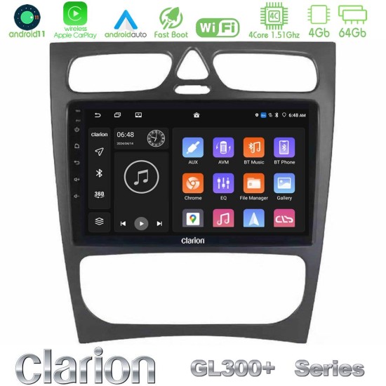 Clarion GL300+ Series 4Core Android11 4+64GB  Mercedes C Class (W203) Navigation Multimedia Tablet 9"