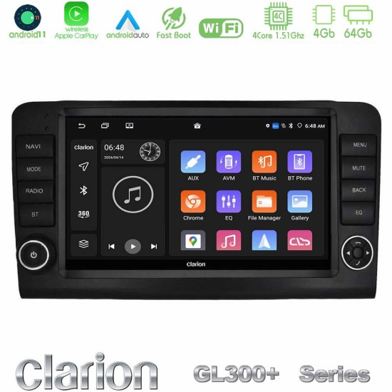 Clarion GL300+ Series 4Core Android11 4+64GB  Mercedes ML/GL Class W164 2006-2011 Navigation Multimedia Tablet 9"    (OEM Look)