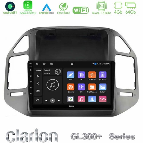 Clarion GL300+ Series 4Core Android11 4+64GB Mitsubishi Pajero 2002-2006 Navigation Multimedia Tablet 9"