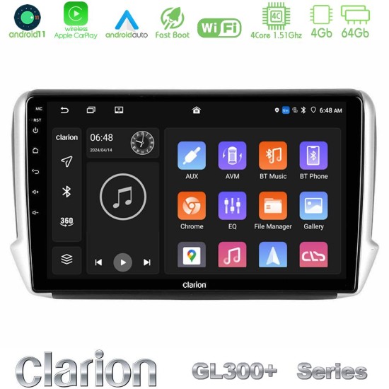 Clarion GL300+ Series 4Core Android11 4+64GB Peugeot 208/2008 Navigation Multimedia Tablet 10" Clarion GL300+ Series 4Core Android11 4+64GB Peugeot 208/2008 Navigation Multimedia Tablet 10"