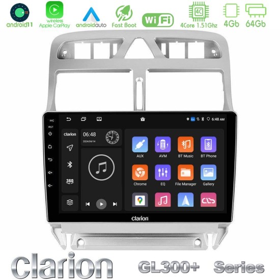 Clarion GL300+ Series 4Core Android11 4+64GB Peugeot 307 2002-2008 Navigation Multimedia Tablet 9" Clarion GL300+ Series 4Core Android11 4+64GB Peugeot 307 2002-2008 Navigation Multimedia Tablet 9"