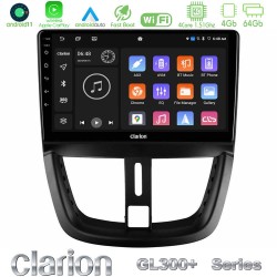 Clarion GL300+ Series 4Core Android11 4+64GB  Peugeot 207 Navigation Multimedia Tablet 9"