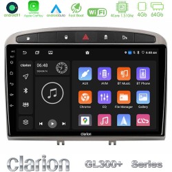 Clarion GL300+ Series 4Core Android11 4+64GB  Peugeot 308/RCZ Navigation Multimedia Tablet 9" (Ασημί Χρώμα)