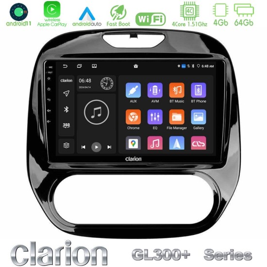 Clarion GL300+ Series 4Core Android11 4+64GB  Renault Captur 2013-2019 (Manual AC) Navigation Multimedia Tablet 9"