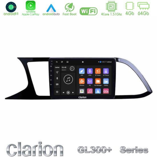 Clarion GL300+ Series 4Core Android11 4+64GB  Seat Leon 2013 – 2019 Navigation Multimedia Tablet 9"