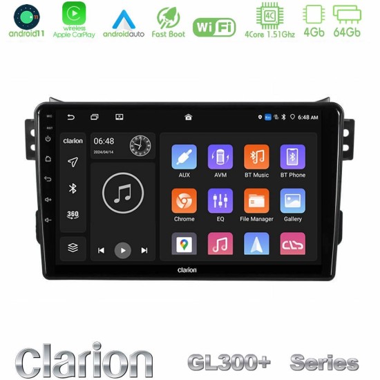 Clarion GL300+ Series 4Core Android11 4+64GB Suzuki Splash & Opel Agila 2008-2014 Navigation Multimedia Tablet 9"