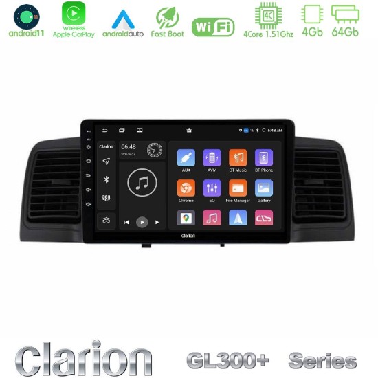 Clarion GL300+ Series 4Core Android11 4+64GB Toyota Corolla 2002-2006 Navigation Multimedia Tablet 9" (Black) Clarion GL300+ Series 4Core Android11 4+64GB Toyota Corolla 2002-2006 Navigation Multimedia Tablet 9" (Black)