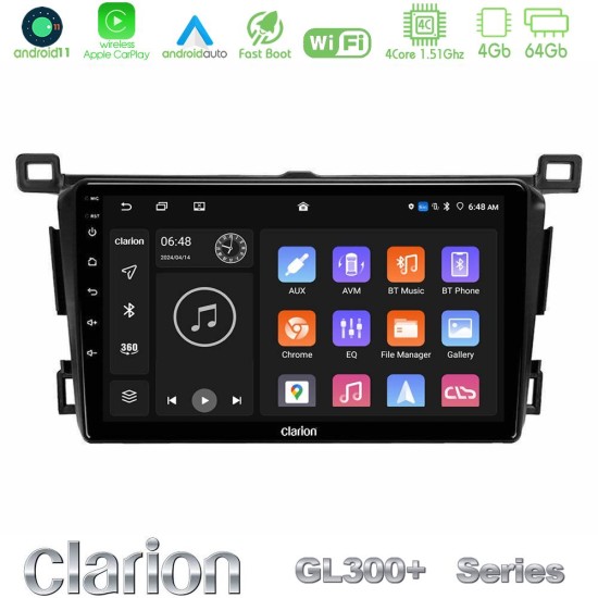 Clarion GL300+ Series 4Core Android11 4+64GB  Toyota RAV4 2013-2018 Navigation Multimedia Tablet 9"