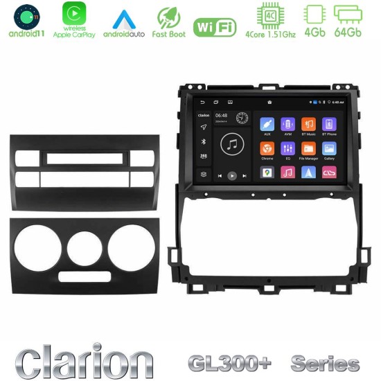 Clarion GL300+ Series 4Core Android11 4+64GB  Toyota Land Cruiser J120 2002-2009 Navigation Multimedia Tablet 9"