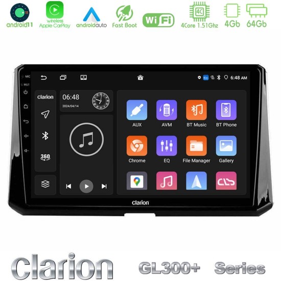 Clarion GL300+ Series 4Core Android11 4+64GB  Toyota Corolla 2019-2022 Navigation Multimedia Tablet 10"