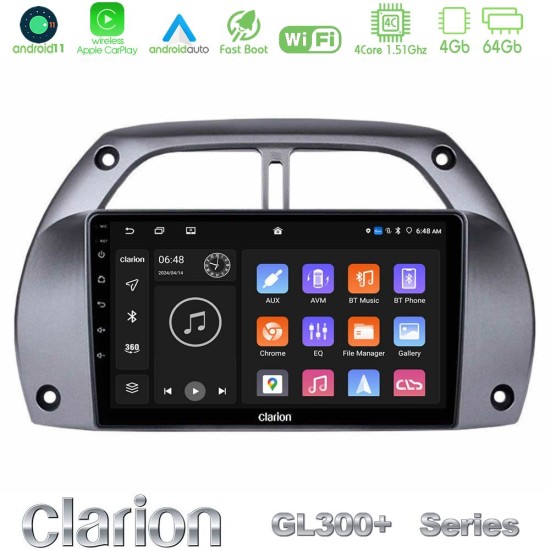 Clarion GL300+ Series 4Core Android11 4+64GB  Toyota RAV4 2001 - 2006 Navigation Multimedia Tablet 9"