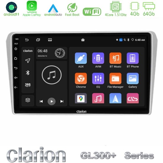 Clarion GL300+ Series 4Core Android11 4+64GB  Toyota Avensis T25 02/2003–2008 Navigation Multimedia Tablet 9"