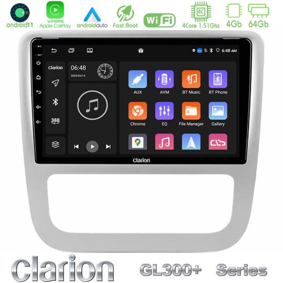 Clarion GL300+ Series 4Core Android11 4+64GB  VW Scirocco 2008-2014 Navigation Multimedia Tablet 9"