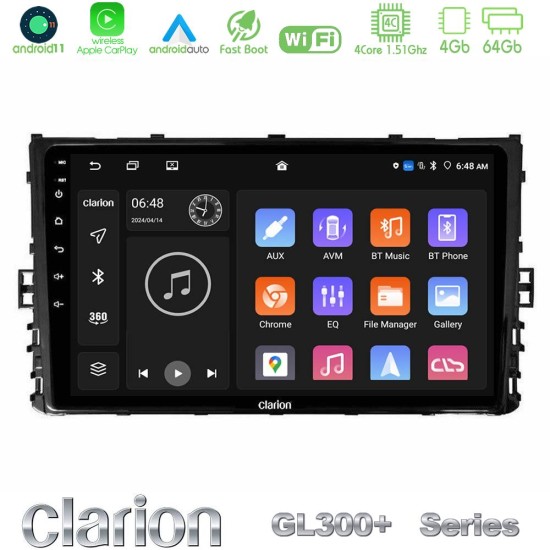 Clarion GL300+ Series 4Core Android11 4+64GB  VW MQB 2017-> Navigation Multimedia Tablet 9"