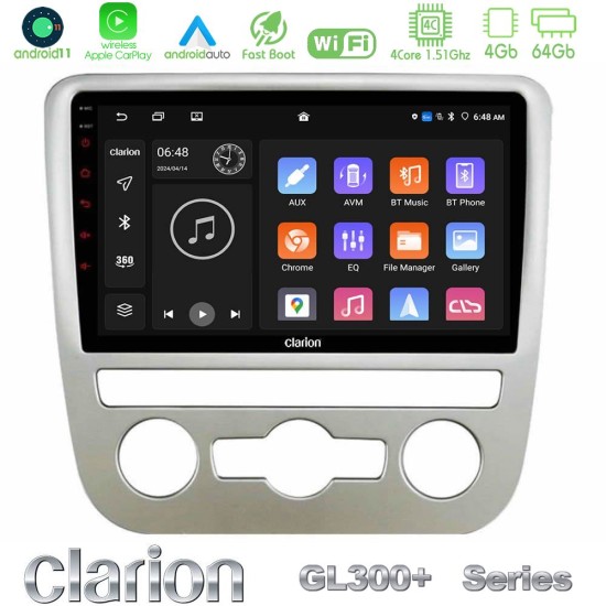Clarion GL300+ Series 4Core Android11 4+64GB  VW Scirocco 2008 – 2014 Navigation Multimedia Tablet 9"