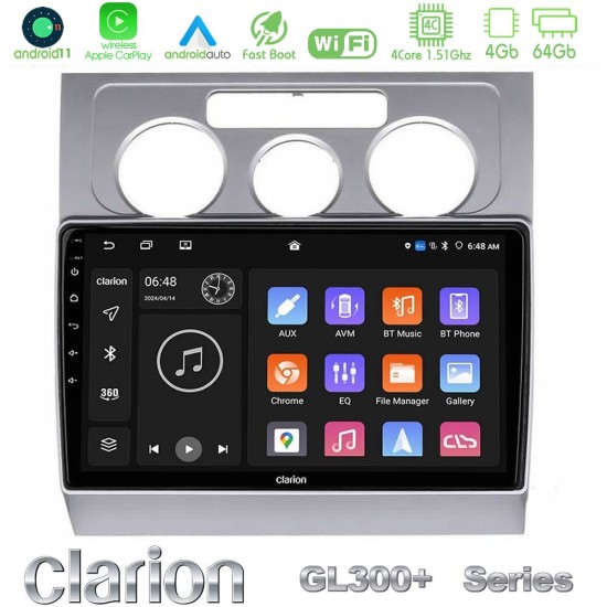 Clarion GL300+ Series 4Core Android11 4+64GB  VW Touran 2003-2011 Navigation Multimedia Tablet 10"