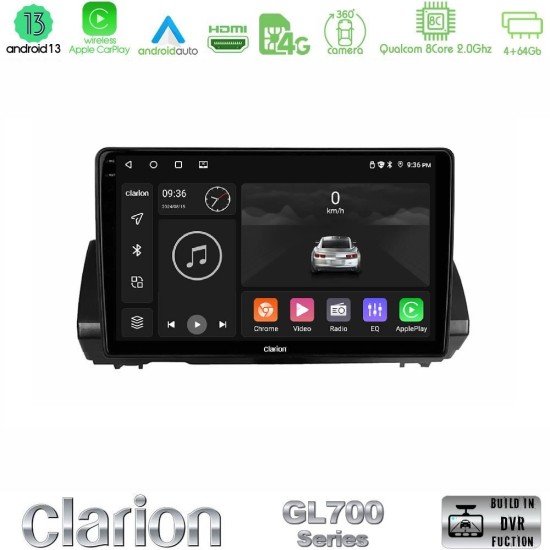 Clarion GL700 Series 8Core Android13 4+64GB Dacia Sandero/Logan/Jogger 2022-> Navigation Multimedia Tablet 9" Με Carplay & Android Auto