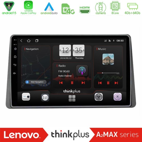 Lenovo Thinkplus A2MAX Series 8Core Android15 4+64GB  Renault Arkana 2019-> Navigation Multimedia Tablet 10"