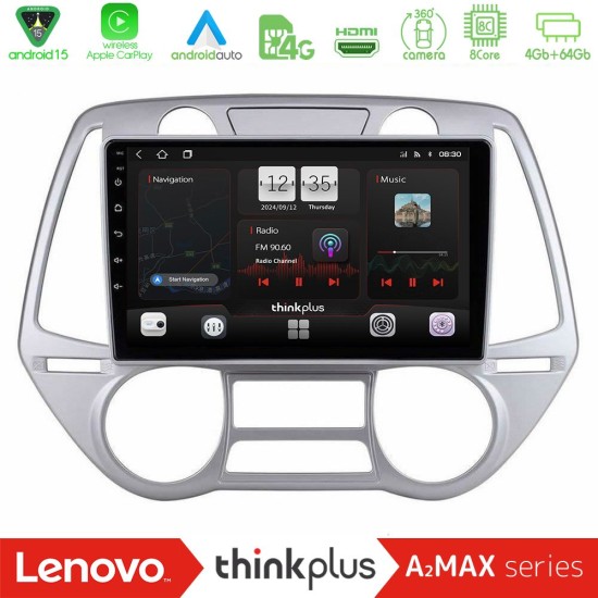 Lenovo Thinkplus A2MAX Series 8Core Android15 4+64GB  Hyundai i20 2009-2012 Auto A/C Navigation Multimedia Tablet 9"