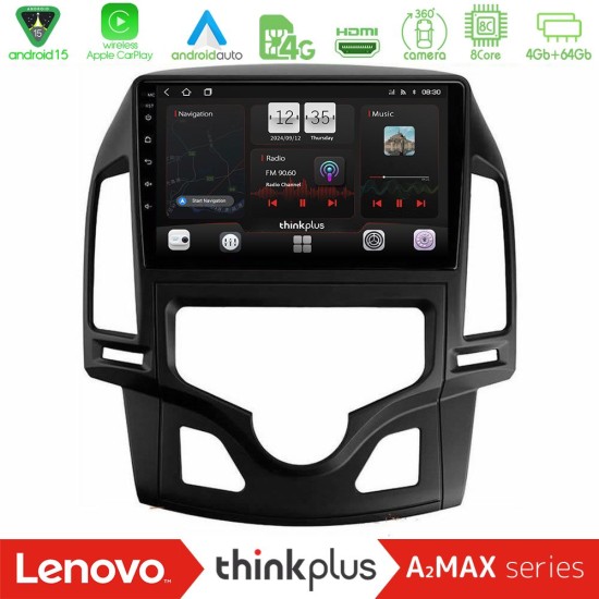 Lenovo Thinkplus A2MAX Series 8Core Android15 4+64GB  Hyundai i30 2007-2012 Auto A/C Navigation Multimedia Tablet 9"