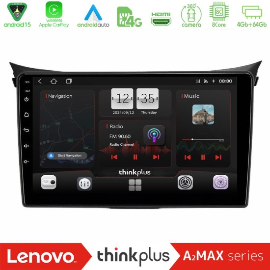 Lenovo Thinkplus A2MAX Series 8Core Android15 4+64GB  Hyundai i30 2012-2017 Navigation Multimedia Tablet 9"