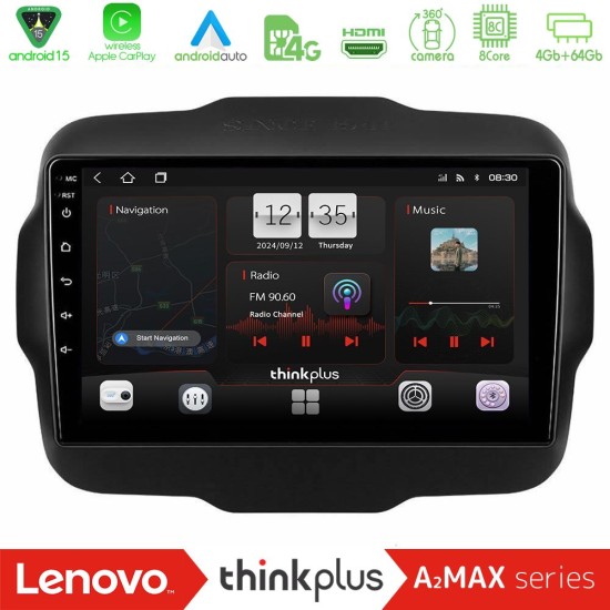 Lenovo Thinkplus A2MAX Series 8Core Android15 4+64GB  Jeep Renegade 2015-2019 Navigation Multimedia Tablet 9"