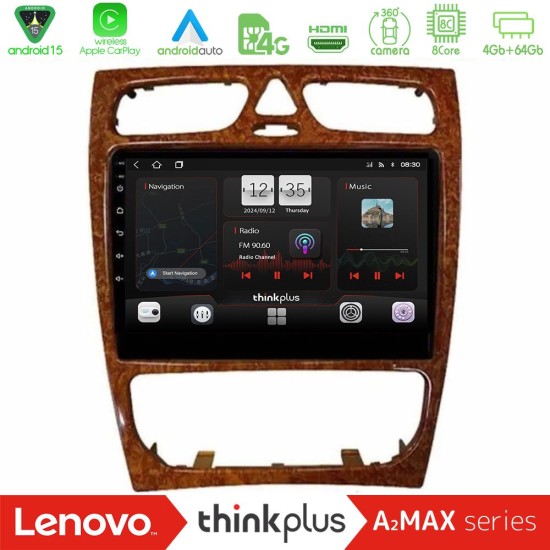 Lenovo Thinkplus A2MAX Series 8Core Android15 4+64GB  Mercedes C Class (W203) Navigation Multimedia Tablet 9" (Wooden Style)
