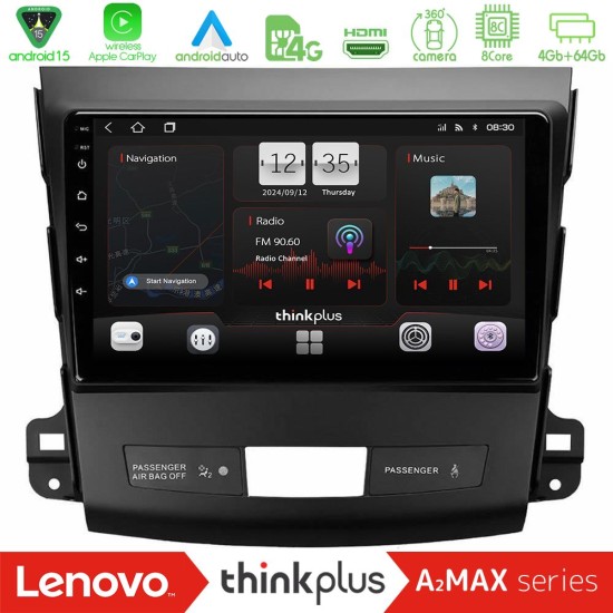 Lenovo Thinkplus A2MAX Series 8Core Android15 4+64GB  Mitsubishi Outlander/Citroen C-Crosser/Peugeot 4007 Navigation Multimedia Tablet 9"