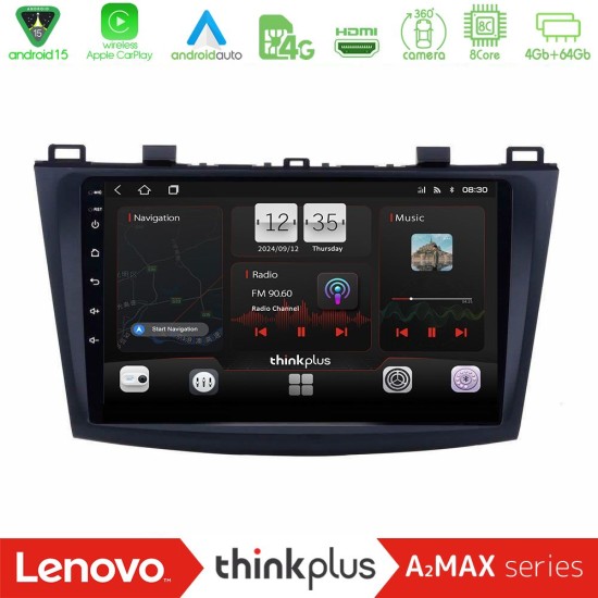 Lenovo Thinkplus A2MAX Series 8Core Android15 4+64GB  Mazda 3 2009-2014 Navigation Multimedia Tablet 9"