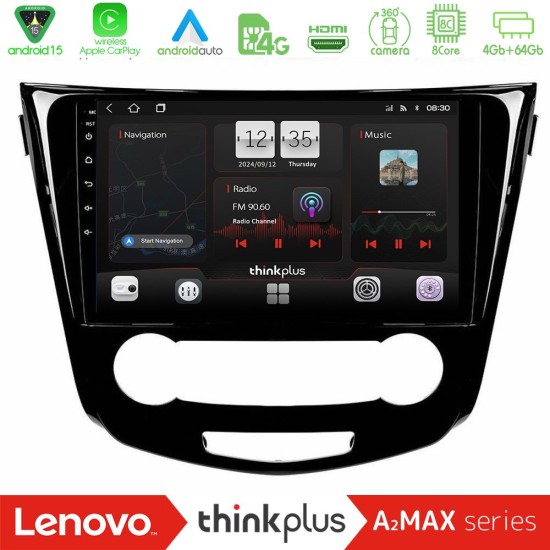 Lenovo Thinkplus A2MAX Series 8Core Android15 4+64GB  Nissan Qashqai J11 (Manual A/C) Navigation Multimedia Tablet 10"