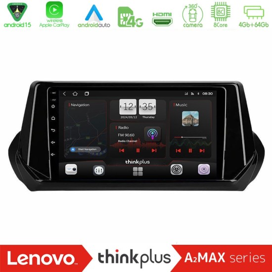 Lenovo Thinkplus A2MAX Series 8Core Android15 4+64GB  Peugeot 208 2019-2023 Navigation Multimedia Tablet 9"