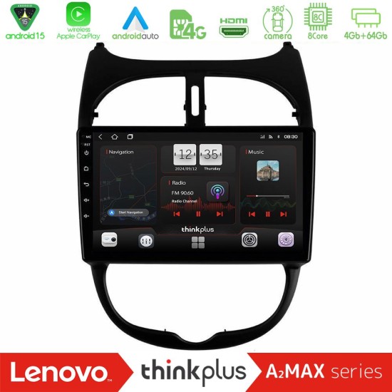 Lenovo Thinkplus A2MAX Series 8Core Android15 4+64GB  Peugeot 206 Navigation Multimedia Tablet 9"