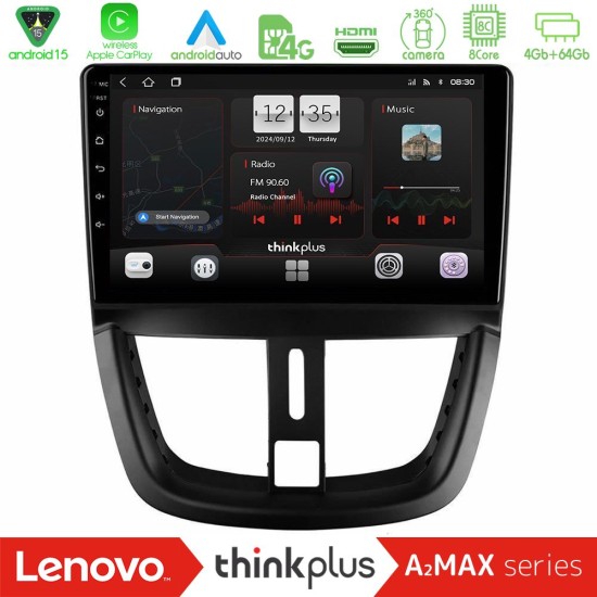 Lenovo Thinkplus A2MAX Series 8Core Android15 4+64GB  Peugeot 207 Navigation Multimedia Tablet 9"