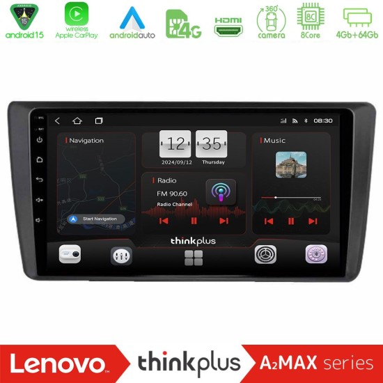 Lenovo Thinkplus A2MAX Series 8Core Android15 4+64GB  Skoda Octavia 2004-2012 Navigation Multimedia Tablet 9"