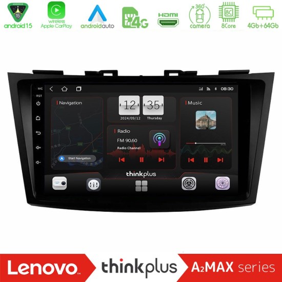 Lenovo Thinkplus A2MAX Series 8Core Android15 4+64GB  Suzuki Swift 2011-2016 Navigation Multimedia Tablet 9"