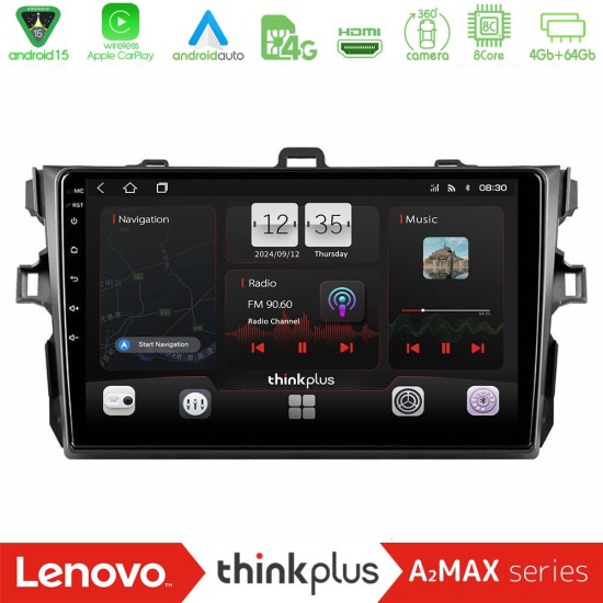 Lenovo Thinkplus A2MAX Series 8Core Android15 4+64GB  Toyota Corolla 2007-2012 Navigation Multimedia Tablet 9"