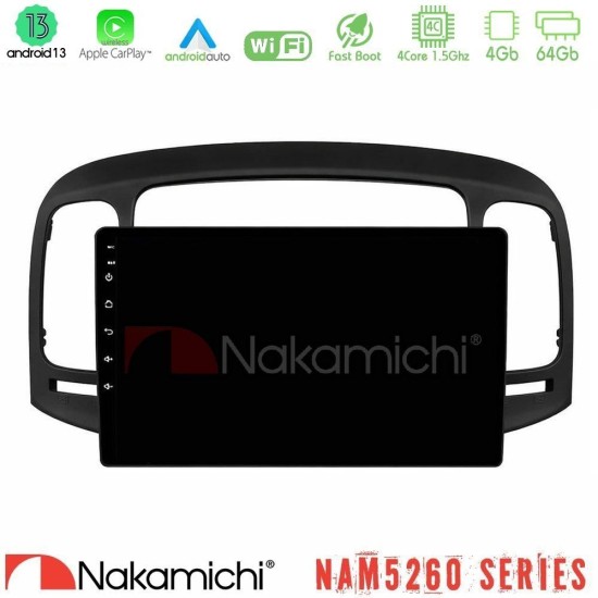 Nakamichi NAM5260 Series 4Core Android13 4+64GB Hyundai Accent 2006-2011 Navigation Multimedia Tablet 9" Με Carplay & Android Auto