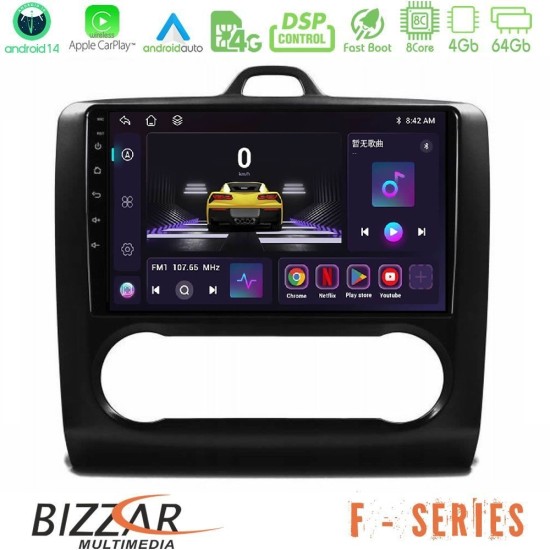 Bizzar F Series 8Core Android14 4+64GB Ford Focus Auto AC Navigation Multimedia Tablet 9" Με Carplay & Android Auto