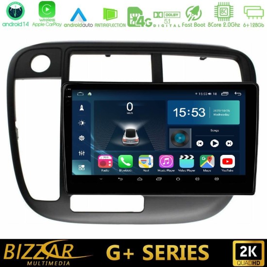 Bizzar G+ Series Honda Civic 1995-2001 8core Android14 6+128GB Navigation Multimedia Tablet 9"