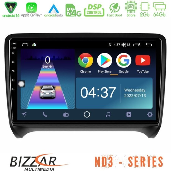 Bizzar ND3 Series 8Core Android15 2+64GB Audi TT B7 Navigation Multimedia Tablet 9" Bizzar ND3 Series 8Core Android15 2+64GB Audi TT B7 Navigation Multimedia Tablet 9"